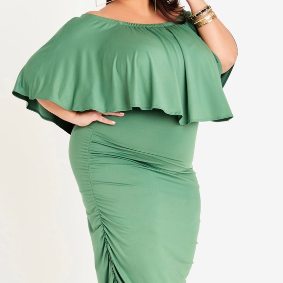 Off the Shoulder Bodycon Ruched Maxi - Picture 5 of 7